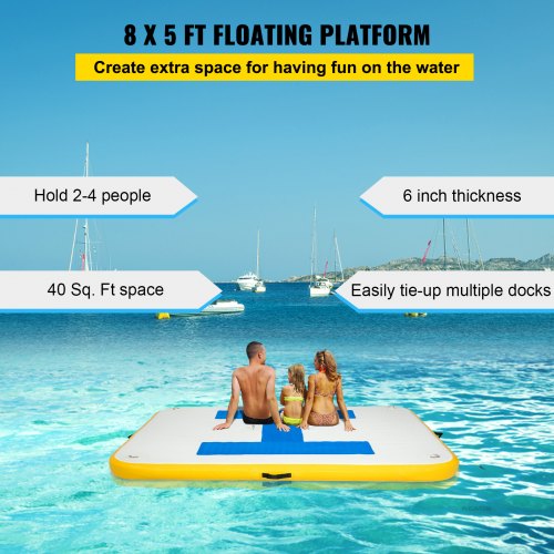 Inflatable Floating Dock 8x5 Ft HeavyDuty PVC Platform With Electric Pump For Swimming  Relaxation 1
