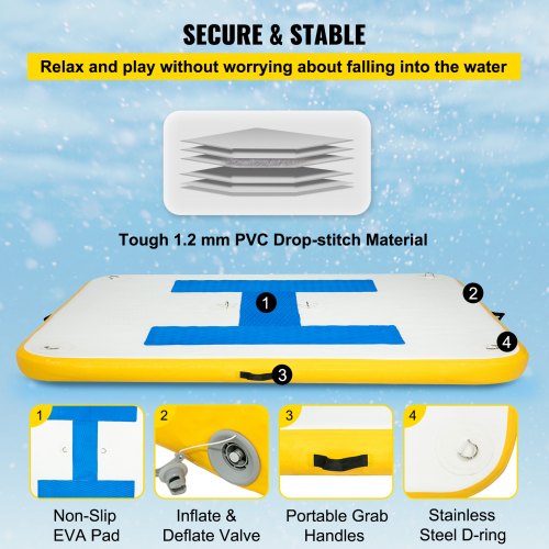Inflatable Floating Dock 8x5 Ft HeavyDuty PVC Platform With Electric Pump For Swimming  Relaxation 4