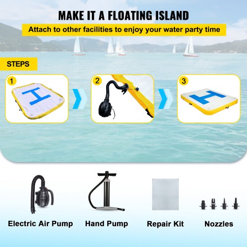 Inflatable Floating Dock 8x5 Ft HeavyDuty PVC Platform With Electric Pump For Swimming  Relaxation 6