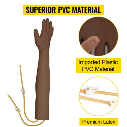 Dark Skin IV Practice Kit, Phlebotomy Training Arm with Infusion Stand for Venipuncture, IV Injection, and Blood Draw