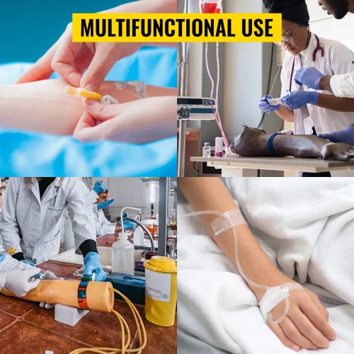 Dark Skin IV Practice Kit, Phlebotomy Training Arm with Infusion Stand for Venipuncture, IV Injection, and Blood Draw