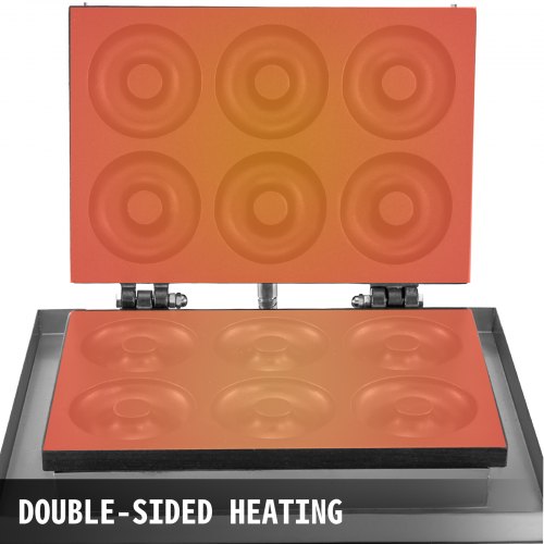 Professional Hole Electric Doughnut Maker, Commercial Waffle Donut Machine with Double-Sided Heating, Teflon-Coated