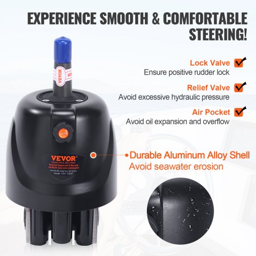 Hydraulic Outboard Steering Kit, Marine Boat Steering System with Pump, Cylinder, High-Pressure Hoses, for Single Engine