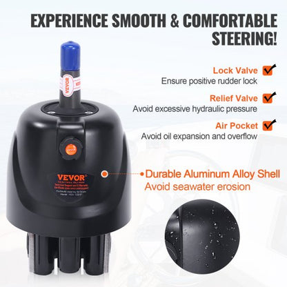 Hydraulic Outboard Steering Kit, Marine Boat Steering System with Pump, Cylinder, High-Pressure Hoses, for Single Engine