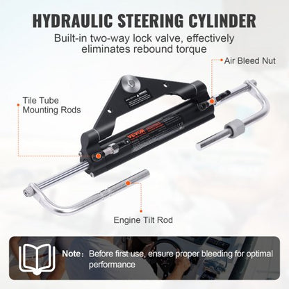 Hydraulic Outboard Steering Kit, Marine Boat Steering System with Pump, Cylinder, High-Pressure Hoses, for Single Engine