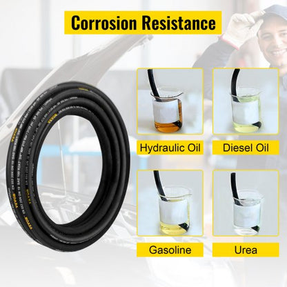 100 ft Coiled Hydraulic Hose 3/8 Inch, 4800 PSI High-Pressure Rubber Hydraulic Hose with 2 Steel Wire Braid