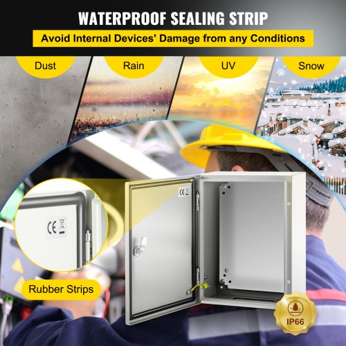 16x12x6 Carbon Steel Hinged Junction Box IP66 Waterproof  Dustproof Electrical Enclosure Box With M 4