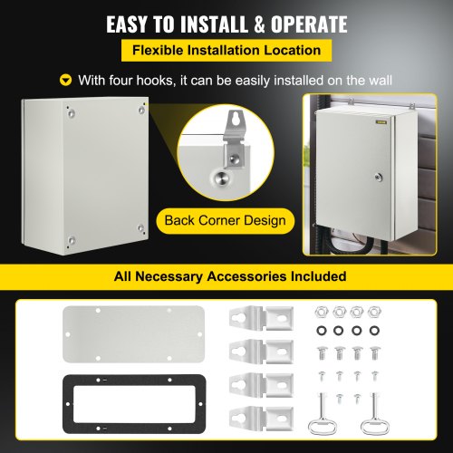 16x12x6 Carbon Steel Hinged Junction Box IP66 Waterproof  Dustproof Electrical Enclosure Box With M 6