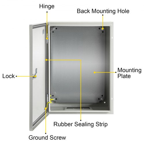 16x12x6 Carbon Steel Hinged Junction Box IP66 Waterproof  Dustproof Electrical Enclosure Box With M 7