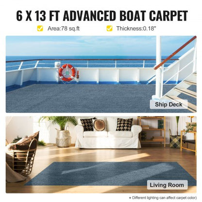 Marine Carpet 6 Ft X 13 Ft NonSlip Waterproof Outdoor Carpet Roll  Soft Durable Gray Boat Carpet 2
