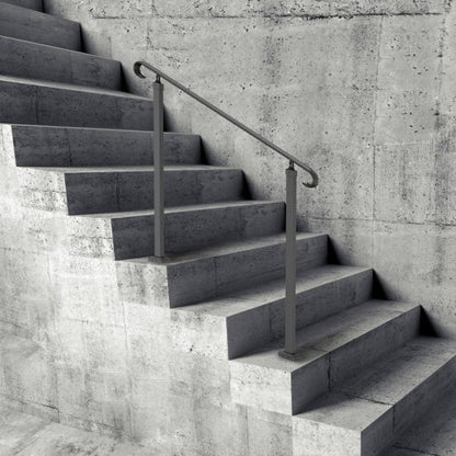 Outdoor Stair Railing for 1-3 Steps, Heavy-Duty Wrought Iron Handrail with Decorative Curl Design