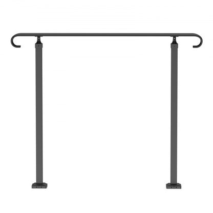 Outdoor Stair Railing For 13 Steps HeavyDuty Wrought Iron Handrail With Decorative Curl Design 9