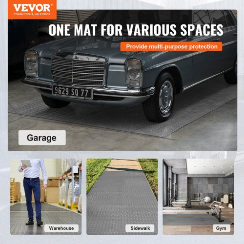 VEVOR Garage Floor Mat 49x92 Ft Vinyl Garage Flooring Roll AntiSlide Diamond Texture Silver Garage  2
