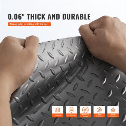 VEVOR Garage Floor Mat 49x92 Ft Vinyl Garage Flooring Roll AntiSlide Diamond Texture Silver Garage  3