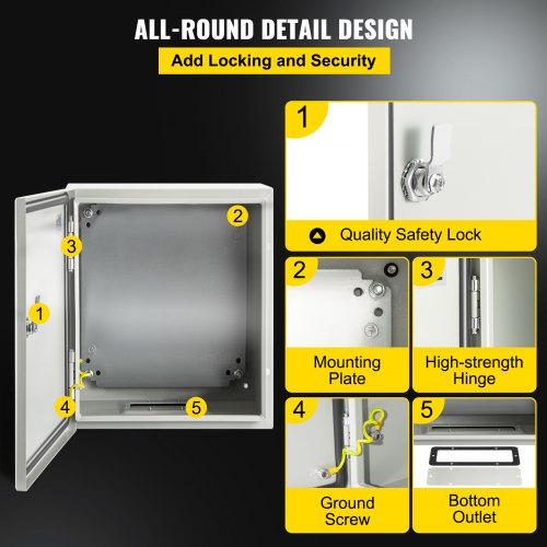 NEMA Steel Electrical Box, IP66 Waterproof Dustproof Junction Box with Lock & Mounting Plate