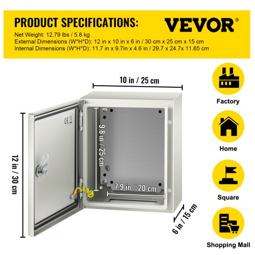 NEMA Steel Electrical Box, IP66 Waterproof Dustproof Junction Box with Lock & Mounting Plate