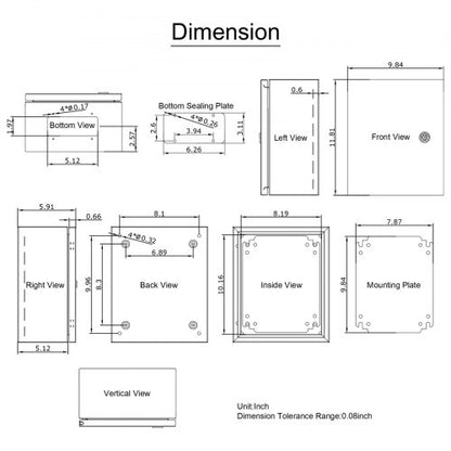 NEMA Steel Electrical Box, IP66 Waterproof Dustproof Junction Box with Lock & Mounting Plate