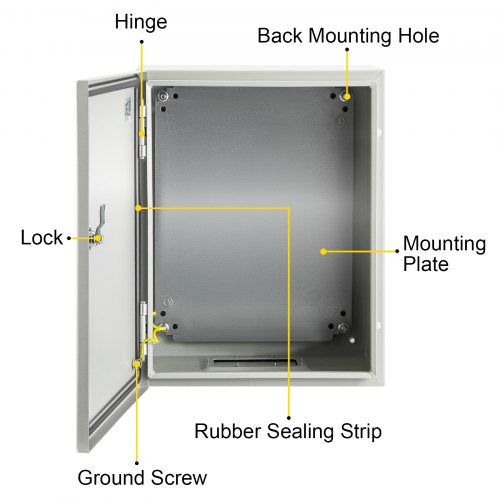 NEMA Steel Electrical Box, IP66 Waterproof Dustproof Junction Box with Lock & Mounting Plate