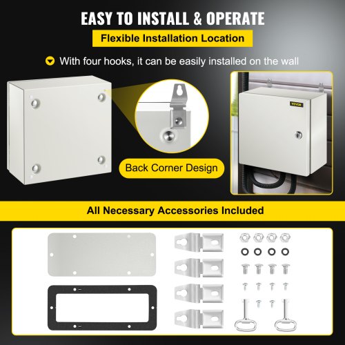 12x12x6 NEMA 4X Steel Electrical Box IP66 Waterproof  Dustproof Enclosure HeavyDuty 6