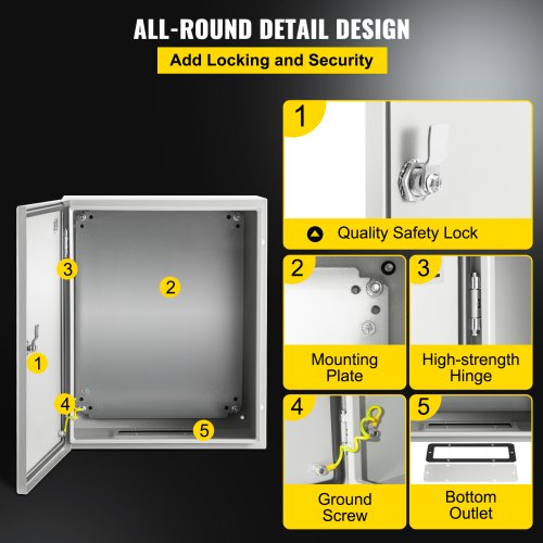 20 X 16 X 10 NEMA 4X Steel Electrical Enclosure IP66 Waterproof  Dustproof Electrical Box 5
