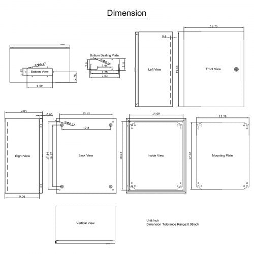 20 X 16 X 10 NEMA 4X Steel Electrical Enclosure IP66 Waterproof  Dustproof Electrical Box 8