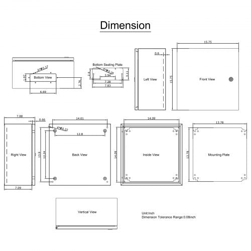 16x16x8 NEMA 4X Steel Electrical Box IP66 Waterproof  Dustproof Enclosure IndustrialGrade 8