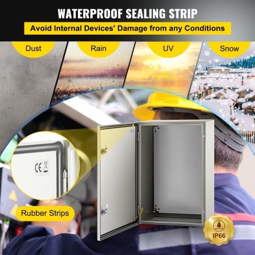 IndustrialGrade Steel Electrical Box 24x16x10 Inches IP66 Waterproof  Dustproof Enclosure 4