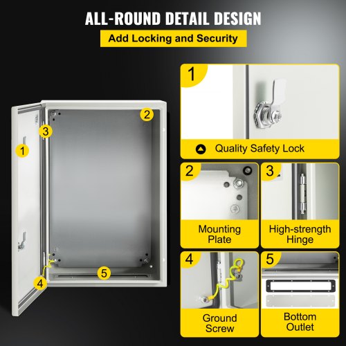 IndustrialGrade Steel Electrical Box 24x16x10 Inches IP66 Waterproof  Dustproof Enclosure 5