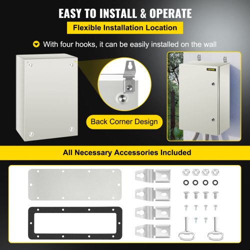 IndustrialGrade Steel Electrical Box 24x16x10 Inches IP66 Waterproof  Dustproof Enclosure 6