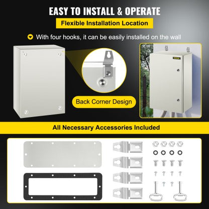 IndustrialGrade Steel Electrical Box 24x16x10 Inches IP66 Waterproof  Dustproof Enclosure 6