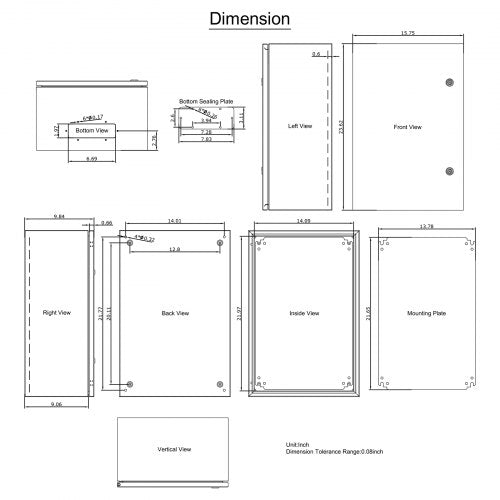 IndustrialGrade Steel Electrical Box 24x16x10 Inches IP66 Waterproof  Dustproof Enclosure 8