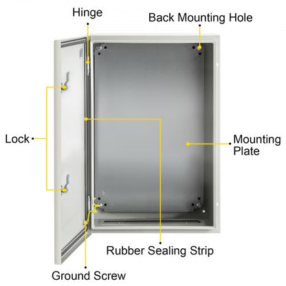 IndustrialGrade Steel Electrical Box 24x16x10 Inches IP66 Waterproof  Dustproof Enclosure 7