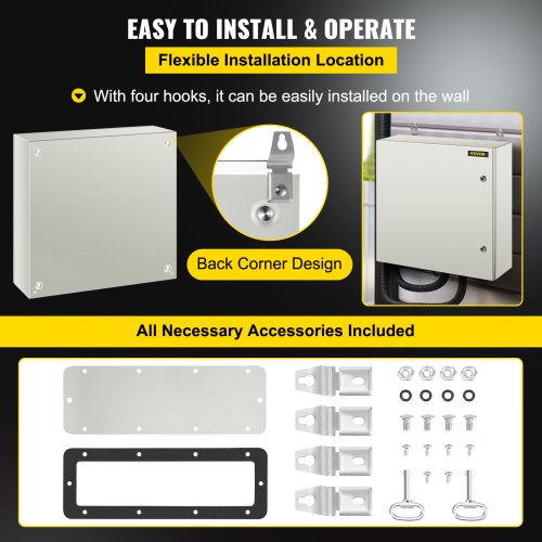 24x24x8 NEMA 4X Steel Electrical Box IP66 Waterproof  Dustproof Enclosure IndustrialGrade Outdoor 6