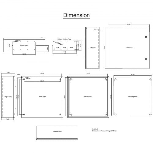 24x24x8 NEMA 4X Steel Electrical Box IP66 Waterproof  Dustproof Enclosure IndustrialGrade Outdoor 8
