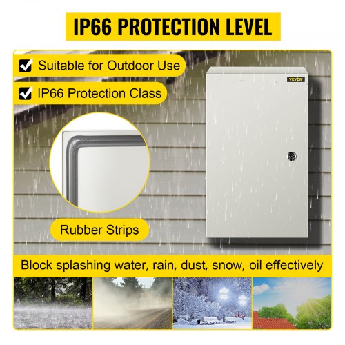 Industrial Steel Electrical Box (20x12x10 Inches), 4X Rated, IP66 Waterproof Enclosure with Removable Backplate