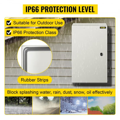 Industrial Steel Electrical Box (20x12x10 Inches), 4X Rated, IP66 Waterproof Enclosure with Removable Backplate