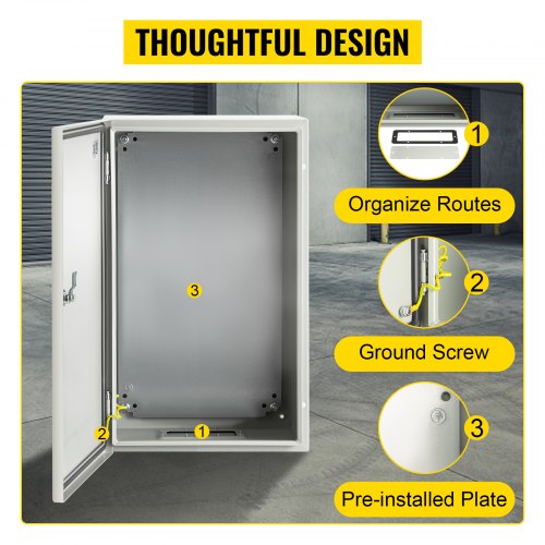 Industrial Steel Electrical Box (20x12x10 Inches), 4X Rated, IP66 Waterproof Enclosure with Removable Backplate