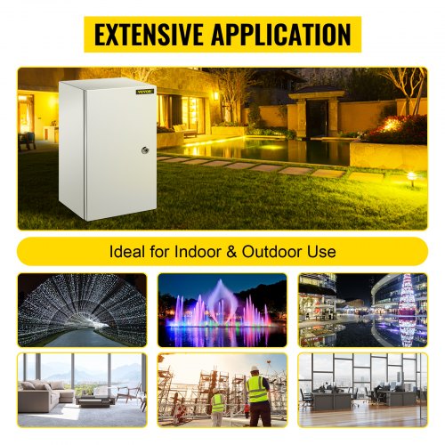 Industrial Steel Electrical Box (20x12x10 Inches), 4X Rated, IP66 Waterproof Enclosure with Removable Backplate