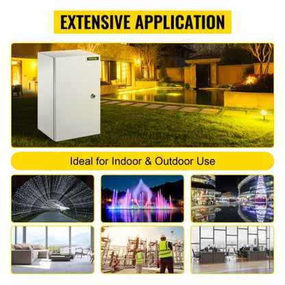 Industrial Steel Electrical Box (20x12x10 Inches), 4X Rated, IP66 Waterproof Enclosure with Removable Backplate