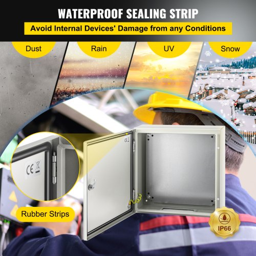 HeavyDuty 20x20x6 Steel Enclosure 4X Rated IP66 Waterproof Electrical Junction Box For Secure Indoo 4