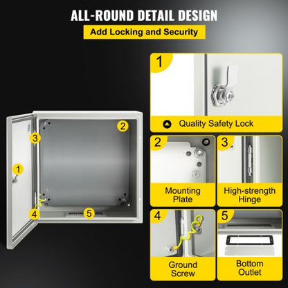 HeavyDuty 20x20x6 Steel Enclosure 4X Rated IP66 Waterproof Electrical Junction Box For Secure Indoo 5