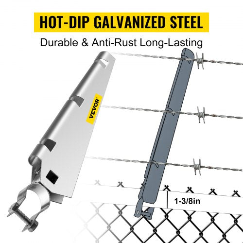 Barbed Wire Arm Set Of 10 HotDip Galvanized Steel Extend Arms For 138 Top Rail Chain Link Fence 2