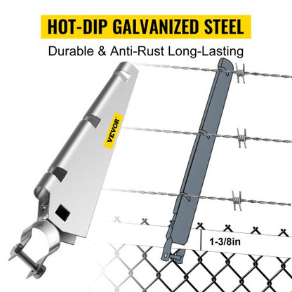 Barbed Wire Arm Set Of 10 HotDip Galvanized Steel Extend Arms For 138 Top Rail Chain Link Fence 2