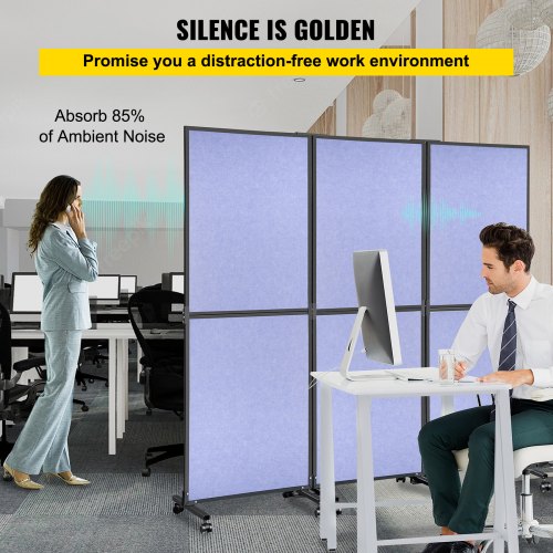 Acoustic Office Room Dividers 3Pack 72 X 66 Polyester  Steel Partition Walls To Reduce Noise 3