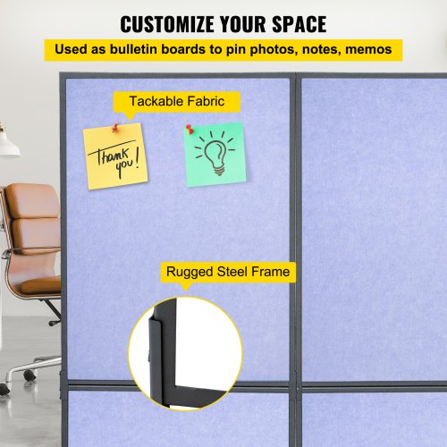 Acoustic Office Room Dividers 3Pack 72 X 66 Polyester  Steel Partition Walls To Reduce Noise 4