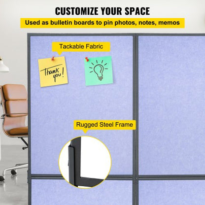 Acoustic Office Room Dividers 3Pack 72 X 66 Polyester  Steel Partition Walls To Reduce Noise 4
