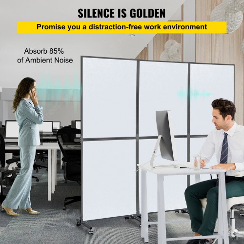 Acoustic Room Divider 3Pack Office Partition Wall Panel Set 72 X 66  Soundproof Mobile  Tackable Fo 3