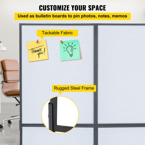 Acoustic Room Divider 3Pack Office Partition Wall Panel Set 72 X 66  Soundproof Mobile  Tackable Fo 4
