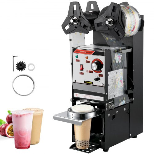 SemiAutomatic 300500 Cuph Tea Cup Sealer Machine Black Boba Cup Sealing Machine For 9095mm Bubble M 1