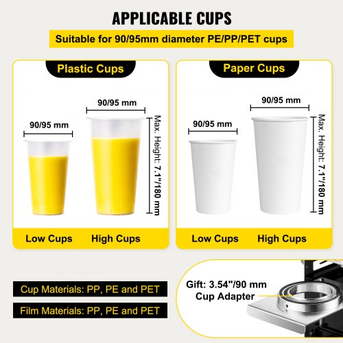 SemiAutomatic 300500 Cuph Tea Cup Sealer Machine Black Boba Cup Sealing Machine For 9095mm Bubble M 5